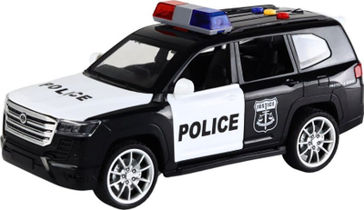Lodër makinë policie Leantoys Police Patrol Car 114, drita dhe zëra, dyer që hapen, bardhë blu