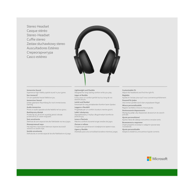 Гејминг слушалки Microsoft Xbox Stereo Headset, со кабел, со микрофон, црни