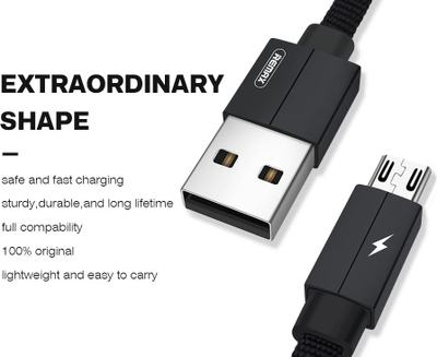 Kabllo microUSB Remax Kerolla RC-094m, 1m, 2.4A, e zezë