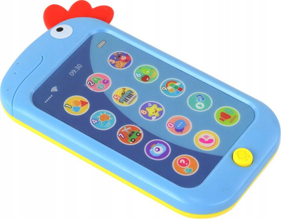 Telefon lodër edukativ Huanger Phone Touch, me drita edhe tinguj, me pulë, blu