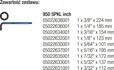 Set çelësa L Wera 022640 Multicolor, 9 copë, Hex dhe Ball End, shumëngjyrësh