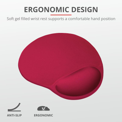 Mousepad ergonomik Trust BigFoot, me mbështetje për kyç, i kuq