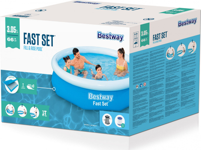 Pishinë kopshti Bestway Fast Set, rrethore 305x66 cm, me pompë filtri, blu