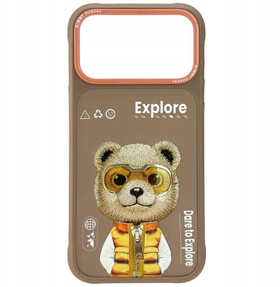 Kapak telefoni Nimmy Cool and Cute 2.0 Bear për iPhone 17 Pro Max, mbrojtëse silikoni, bezhë