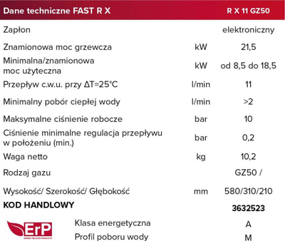  Bojler Ariston FAST RX 11 (3632523), 1 MPa, 21,5 kW