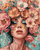 Set pikturimi me numra Woman with Flower Crown, 40x50cm, kanavacë me kornizë druri, shumëngjyrëshe