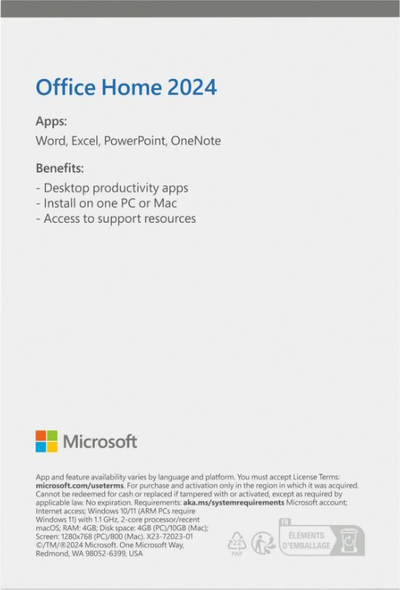 Softuer Microsoft Office Home 2024, 1 licencë, për PC edhe Mac, digjital