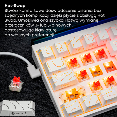 Tastierë mekanike NACODEX NK68, me kabllo, RGB, hot swappable, shumëngjyrëshe