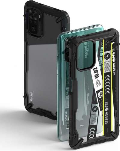 Маска за телефон Ringke Fusion X за Xiaomi Redmi Note 10 10S, пластика TPU PC, отпорна на удари, проѕирна црна