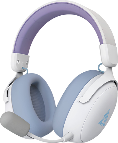Kufje gaming AJAZZ AHM08 Max, wireless, me heqje zhurme, bardh e blu me vjollcë