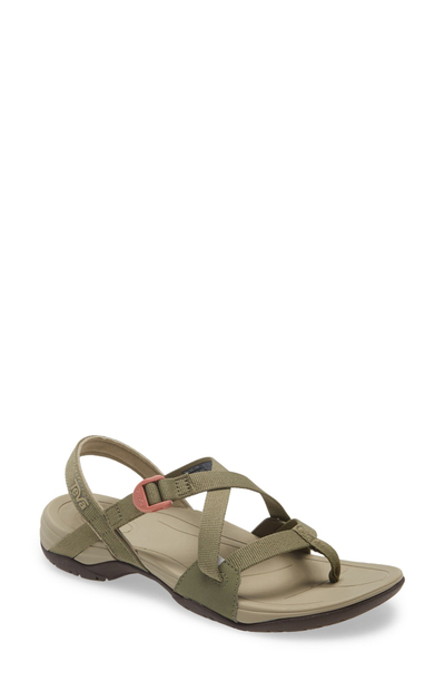 Sandale Teva Ascona Cross Strap, shollë ergonomike, rripa që i rregullon vetë, ngjyrë ulliri