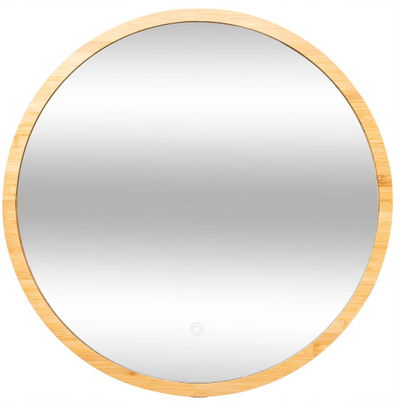 Pasqyrë rrethore LED 5five Simply Smart, 57cm, kornizë bambu, ngjyrë natyrale