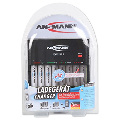 Karikues baterish Ansmann Powerline 8, për AA dhe AAA, 8 vende, ngjyrë e zezë