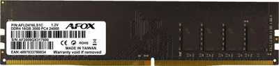 Memorie AFOX DDR4, 16 GB, 3000 MHz, CL16, AFLD416LS1C