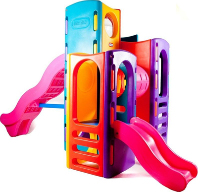 Lojëndarje oborri Little Tikes Playground, 2 rrëshqitëse, tunel zvarritës, shumëngjyrësh