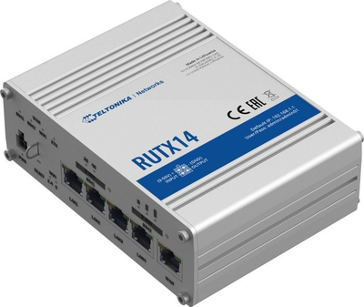 Ruter Teltonika Networks RUTX14, 4G LTE Cat12, gigabit, ngjyrë argjendi