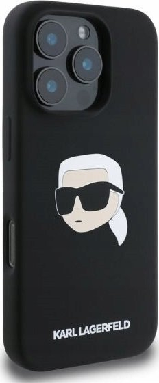 Mbulesë telefoni Karl Lagerfeld Karl Head MagSafe, silikon, për iPhone 16 Pro Max, e zezë