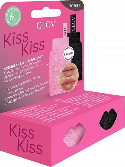 Сет за скраб за усни Glov Kiss &amp; Kiss, повеќекратна употреба, за секојдневна нега, розов