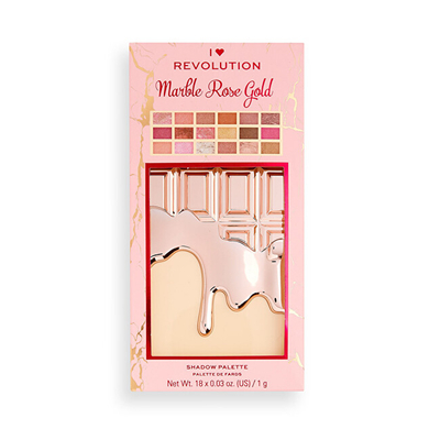 Paletë hijesh për sy I Heart Revolution Marble Rose Gold Chocolate, 18 g