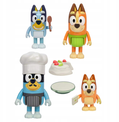 Set figuras “Bluey It's Time for Pavlova”, 4 figura 6–7.6 cm, që lëvizin, shumëngjyrëshe