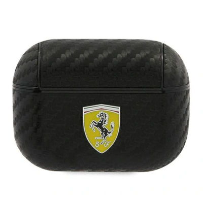 Këllëf Scuderia Ferrari për AirPods Pro, lëkurë PU, efekt karboni, i zi