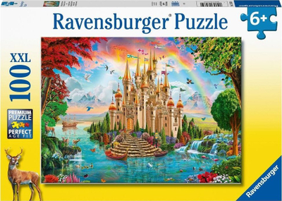 Puzzle Ravensburger Rainbow Castle, 100 copa XXL, 49 x 36 cm, shumëngjyrësh