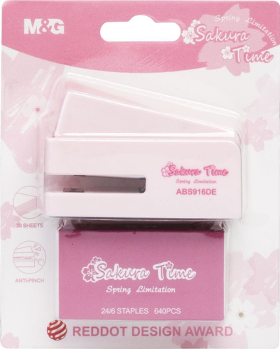 Kapëse letre mini M&amp;G Sakura 24/6, deri 20 fletë, shumëngjyrëshe