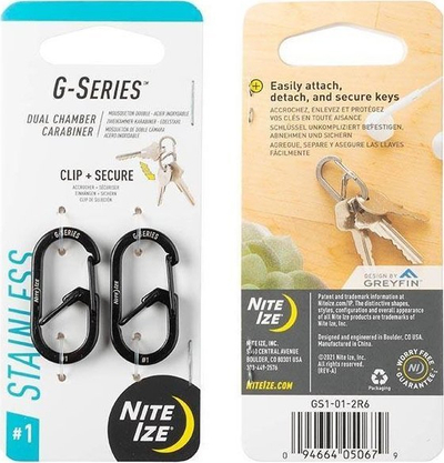 Карабин Nite Ize G-Series 1, сет 2 парчиња, нерѓосувачки челик, црна
