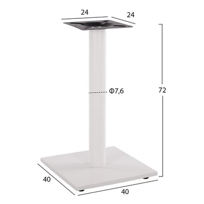 Bazë metalike e bardhë mat 40×40×72 cm me rregullues (HM421.12), bardhë