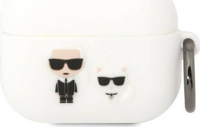 Kuti mbrojtëse Karl Lagerfeld Karl &amp; Choupette, silikon, për AirPods Pro, e bardhë