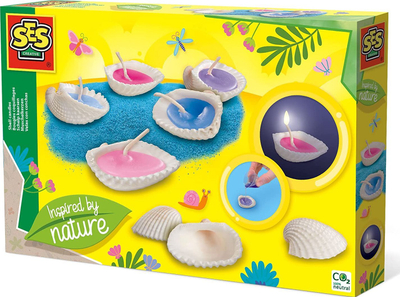 Set kreativ SES Creative Shell Candles 14033, qirinj me guaska, për fëmijë 6+