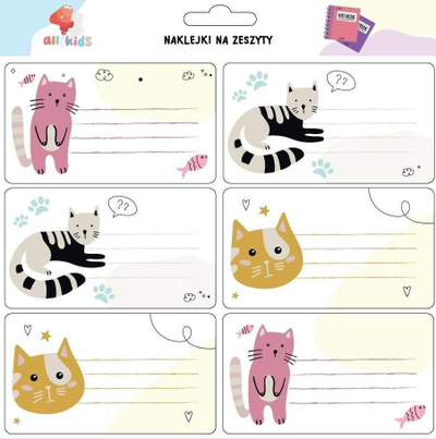 Sticker Dodo Cat Notebook, set me 6 copë, shumëngjyrëshe