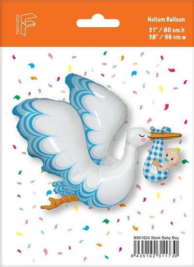 Balonë folie Godan Stork Baby Boy, 61 cm, blu