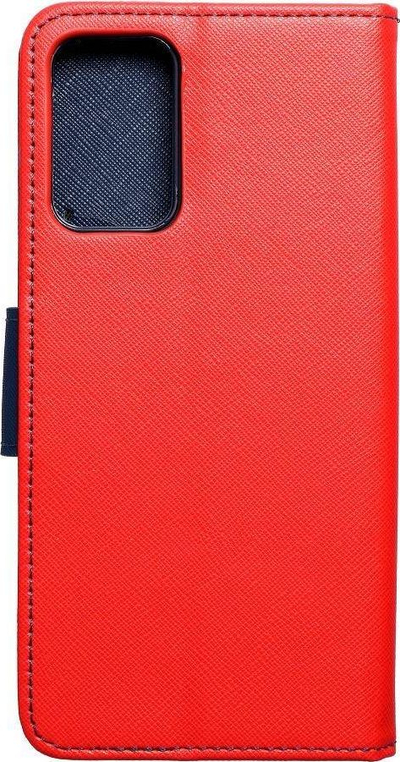 Këllëf-portofol Fancy për Samsung Galaxy A72, eco leather, me mbajtëse, i kuq me navy blue