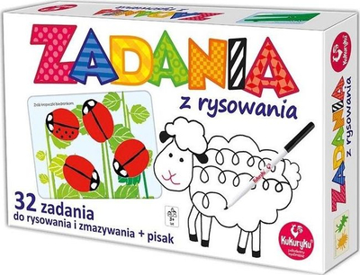 Сет за цртање Кукурику Задачи за цртање, 32 задачи, со маркер, повеќебоен