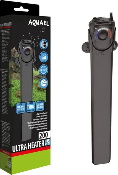 Ngrohës akuariumi Aquael Ultra Heater Day & Night, 200W, plastik, i zi