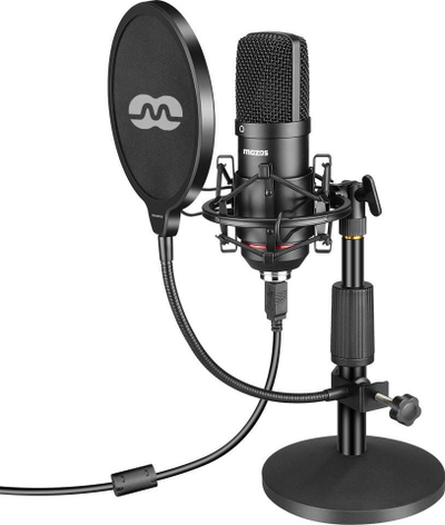 Гејминг микрофон Мозос MKIT-900PRO USB, студио сет со крак 80 cm, црн