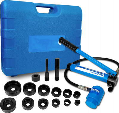 Set presë hidraulike punëtorie, 20 ton, pompë 2 shpejtësi, valixhe plastike blu