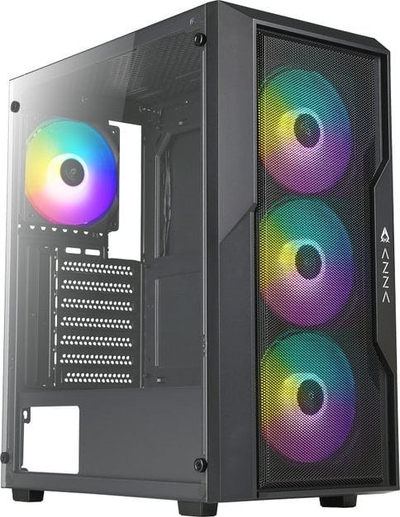 Kutia e kompjuterit AZZA CSAZ-290 Fighter, ATX Mid Tower, panel xhami i temperum, e zezë