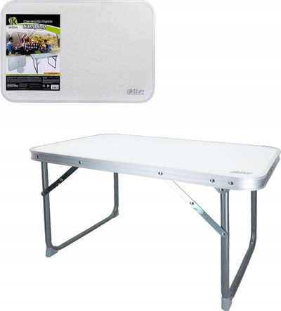 Tavolinë palosëse kampingu Aktive Folding Low Table, 60x40x40 cm, alumini, e bardhë
