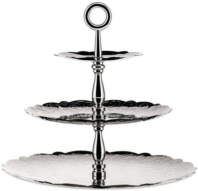 Qendër ëmbëlsirash Alessi Dressed, 3 nivele, çelik inox, argjendtë
