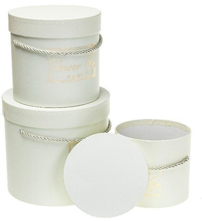 Set kuti Rozette Flower Box për dekor, set me 3 copë, krem