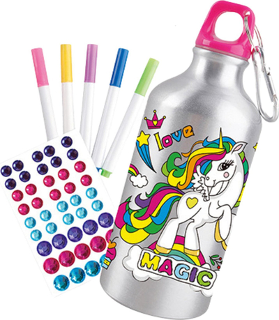 Set kreativ për shishe uji Creative, pikturim dhe sticker me diamantë, unicorn