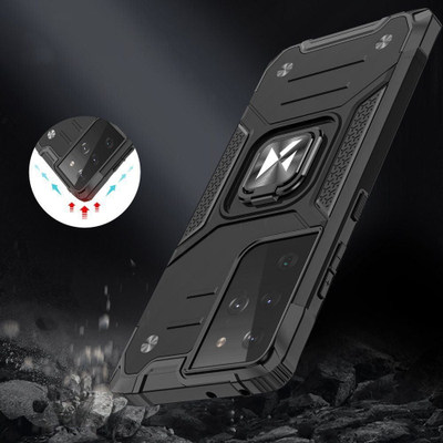Mbrojtëse telefoni Wozinsky Ring Armor, Samsung Galaxy S22 Ultra, me unazë, blu