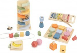 Set lodrash edukative Viga PolarB Grow with Me 6 in 1, druri, 18-24 muaj, shumëngjyrësh