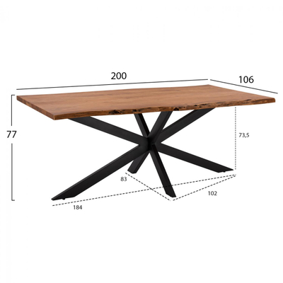 Tavolinë ngrënieje Montana Superior dru akacie 200×106×77 cm (HM8716.11)