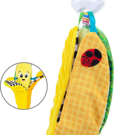 Lodër plushi Tomy Lamaze Banana Benek, me kafshues, shumëngjyrëshe