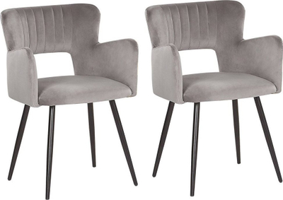 Set me 2 karrige ngrënieje SANILAC Velvet, metal, gri