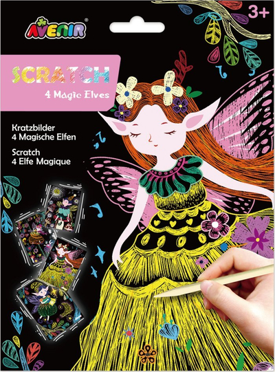 Креативен сет Avenir Scratch 4 Magical Elves, 4 фигури, повеќебојни