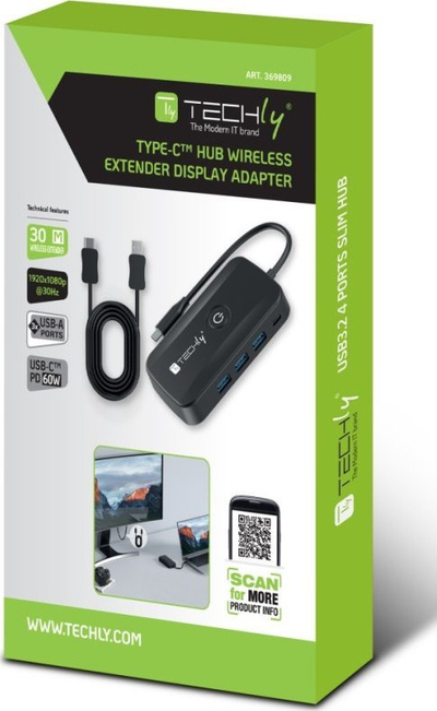 Adapter video pa tela Techly 5 in 1 USB C Hub, 3x USB 3.0, PD 100W, i zi